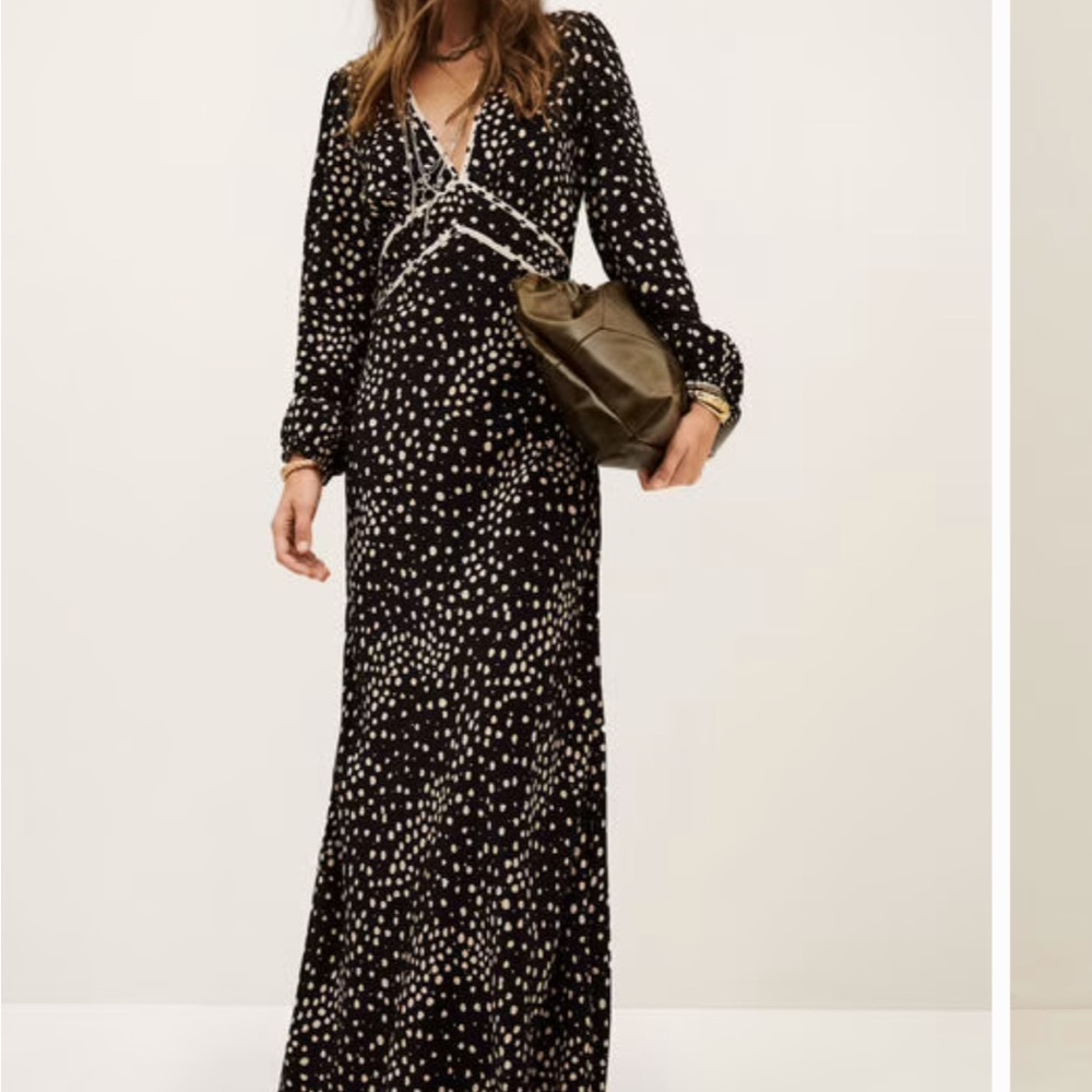 ba&sh Black and White Long Sleeve Dress